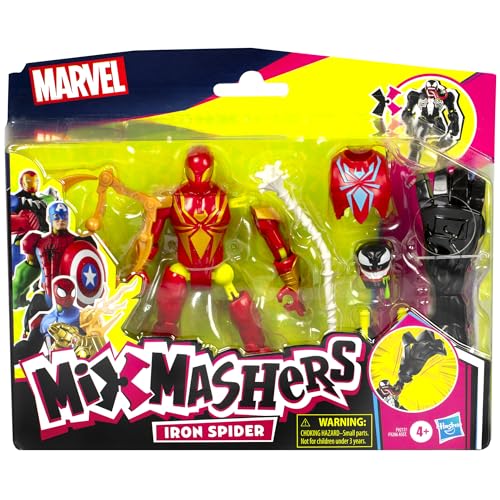 Spider-Man MixMashers Marvel Iron Spider Custom Spider-Man Mix-and-Match Deluxe Action Figure & Accessories, 5-Inch-Scale (12 cm) Super Hero Toys, Ages 4+