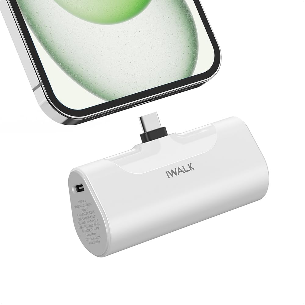 iWALK Portable Charger for iPhone 17/16/15 USB-C Small Power Bank 20W 4,500mAh Fast Charging Battery Pack Compatible with iPhone 15/16/16/17 Plus/17 Pro/17 Pro Max, Samsung Galaxy S25/S24/S23 Android