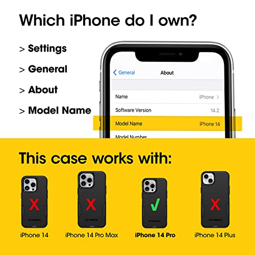 OtterBox iPhone 14 Pro (ONLY) Commuter Series Case - Black, Slim & Tough, Pocket-Friendly, with Port Protection | Thin & Protective iPhone Case, Dual-Layer, Impact Absorbing iPhone Case