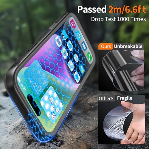 Cozycase TOP Military Protective IP68 Waterproof Case for iPhone 17 Pro Heavy Duty 360 Shockproof Full Body with Screen Camera Protector Double Dustproof Hard Tough 17Pro Front Back Cover Black