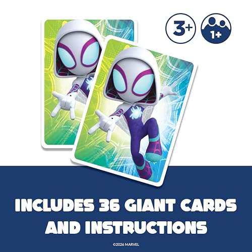 Giant Matching Card Game Spider-Man, Memory Game, Jumbo Playing Cards, 3+ | Marvel Toys, Giant Card Games, Family Game Night, Travel Games, Playing Cards, Screen-Free, Travel Game, Holiday Game