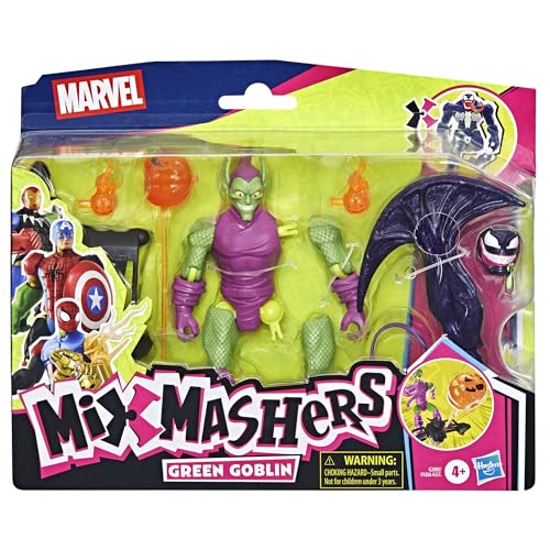 MixMashers Marvel Spider-Man Deluxe Green Jester Figure to Mix and Combine with Accessories, 12.5 cm Scale, Superhero Toys, Ages 4 and Above