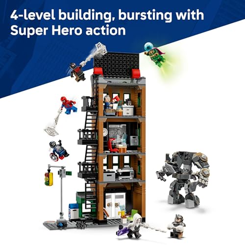 LEGO Marvel Spider-Man vs. Mysterio: The Daily Bugle Building Toy - Pretend Play Set with 7 Minifigures & Rhino Mech - Super Hero Toy for Boys & Girls, Ages 10+ - Gift Idea for Birthdays - 76342