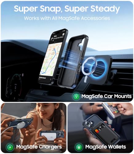 Magnetic for iPhone 17 Case Rugged Dual-Layer Shockproof Blue | Military-Grade Heavy Duty Protection, Fit for Magsafe, Matte Finish Scratch Resistant Anti-Fingerprint, Anti-Slip Phone Cover
