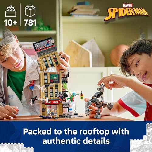 LEGO Marvel Spider-Man vs. Mysterio: The Daily Bugle Building Toy - Pretend Play Set with 7 Minifigures & Rhino Mech - Super Hero Toy for Boys & Girls, Ages 10+ - Gift Idea for Birthdays - 76342