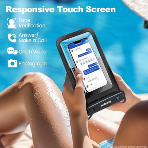 [Up to 10"] Large Waterproof Phone Pouch Bag - 2Pack Waterproof Phone Case for iPhone 16 15 14 13 Pro Max Galaxy S24 S23 S22, IPX8 Cell Phone Water Protector Pouch Beach Essentials Travel Must Haves
