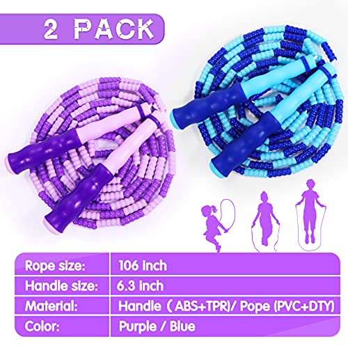 Single File Rope Kids Supertrip Jump Rope Kids-Soft Beaded Skipping Rope Adjustable Tangle-F ...