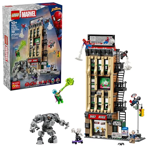 LEGO Marvel Spider-Man vs. Mysterio: The Daily Bugle Building Toy - Pretend Play Set with 7 Minifigures & Rhino Mech - Super Hero Toy for Boys & Girls, Ages 10+ - Gift Idea for Birthdays - 76342