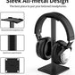 New bee Headphone Stand Headset Holder Earphone Stand with Aluminum Supporting Bar Flexible Headrest ABS Solid Base for All Headphones Size (Black)