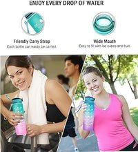 Water Bottle with Straw Time Marker Motivational Bottles Tritan BPA Free for Fitness Gym Outdoor Sports (Pack of 1)