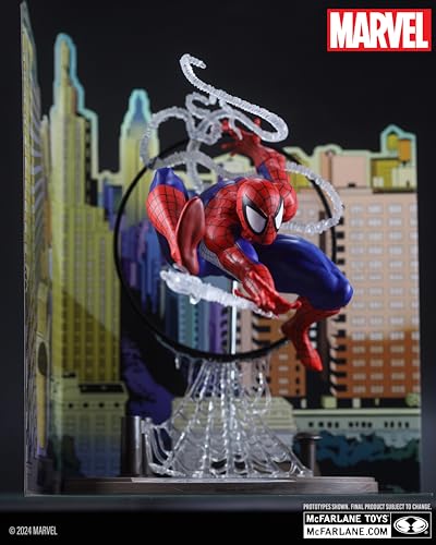 McFarlane Toys - Marvel Spider-Man 1:6th Scale Posed Figure with Scene & Comic (Based on The Amazing Spider-Man #301) | Backdrop scene, comic