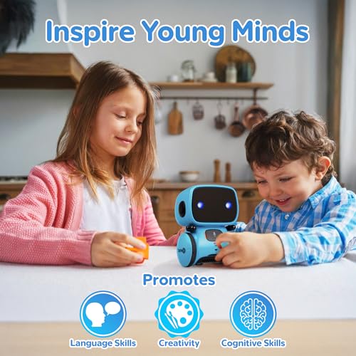 Contixo R1 Kids Robot Toy, Blue Interactive Smart Robots with Voice Control Talking Dancing Learning Touch Sensor Compact Educational Portable Toy for Boys Girls Toddlers 3-8 Years Old Birthday Gifts