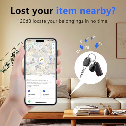Air Tracker Tags-4 Pack: Smart Bluetooth Tracker, Compatible with Apple Find My APP (iOS Only) Replaceable Battery, IP67 Waterproof, Suitable for Luggage, Wallets, Backpacks, Keys Tracking Tag, Black