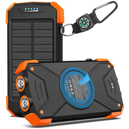 BLAVOR Solar Power Bank 10,000mAh Portable Wireless Charger for Cell Phones