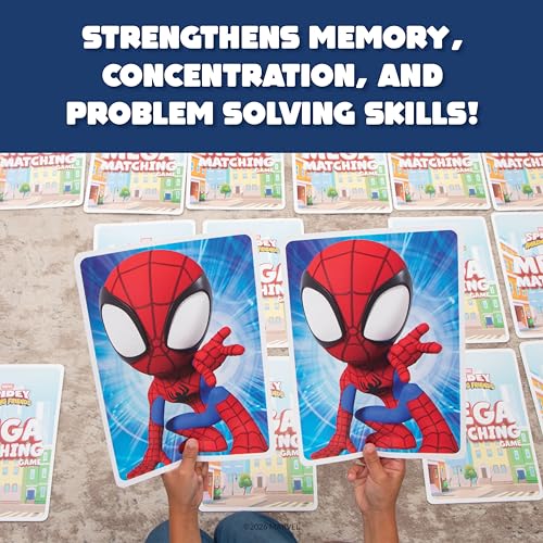 Giant Matching Card Game Spider-Man, Memory Game, Jumbo Playing Cards, 3+ | Marvel Toys, Giant Card Games, Family Game Night, Travel Games, Playing Cards, Screen-Free, Travel Game, Holiday Game