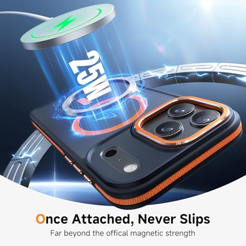 Magnetic 3 in 1 for iPhone 17 Pro Case, [Omni-Directional Protection] with 1x Screen Protector + 1x Camera Cover, [Seamless Work with Magsafe] Shockproof Slim Thin Case for iPhone 17 Pro Cosmic Orange