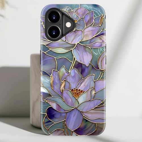 DorisMax for iPhone 17 Case - Wireless Charging Compatible - Dual-Layer Hard Shell + Silicone Cover - Shockproof Protective Phone Case with Stylish Designs for Women - Abstract Lotus