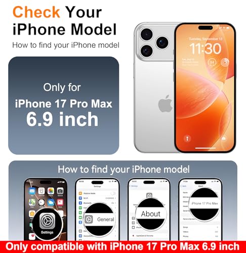 SPIDERCASE Magnetic for 17 Pro Max Case,with [3 Stand Ways] [Military Grade Drop Protection] with Invisible Stand Shockproof Slim Case for 17 ProMax 6.9",Clear