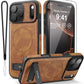 WTCASE Magnetic for iPhone 17 Pro Leather Case,Built-in Invisible Stand [Compatible with Magsafe] Protective Slim Kickstand Phone Cover for iPhone 17 Pro Case, Brown