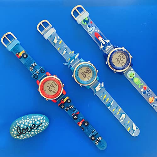 Preschool Collection Kids Digital Light Up Watch - Monster Trucks, Dinosaurs, Shark, Unicorn, Butterfly, Spider - Girls, Boys, Children, School