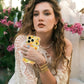 XIZYO Case for iPhone 17 Pro, Colorful Retro Oil Painting Flower Cute Floral Aesthetic Curly Wave Frame Laser Glossy Reflective Exquisite Stylish Protective Cover Women Girls-Sunflower/Yellow