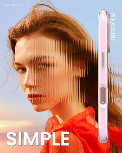 ORNARTO Air Case for iPhone 16 Pro Clear, Compatible with MagSafe, Military-Grade Drop Protection Cover with Built-in Air, Pink