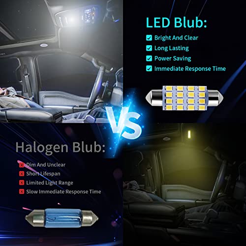 42 Pieces Interior Car Lights, Super Bright White Dome Map Tail Cab Lights Bulb Kit Set , DE3175 T10 31mm 41mm 194 LED Bulb for Your Trucks Width Lamp(White)