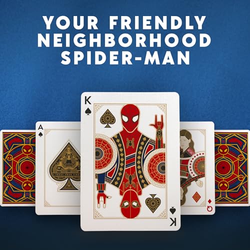theory11 Spiderman Playing Cards – Blue Red Gold Web-Suit Poker Deck with Custom Movie Artwork, Magic, Cardistry, Game Night Gift for Marvel Fans, Card Collectors, Magicians, Players & Adults