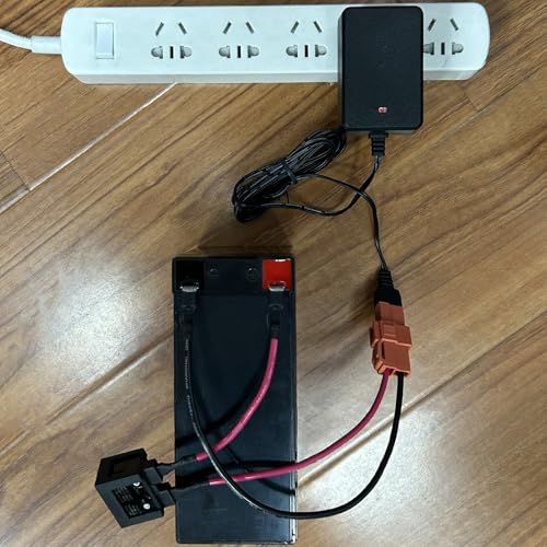 12 Volt Battery Charger for Ride On Toys and Battery Wire 12V Kids Ride On Car Charger,12V Electric Car Riding Toy Battery Power and Charging Socket Adapter Square Plug