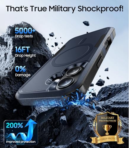 Magnetic for iPhone 17 Case Rugged Dual-Layer Shockproof Blue | Military-Grade Heavy Duty Protection, Fit for Magsafe, Matte Finish Scratch Resistant Anti-Fingerprint, Anti-Slip Phone Cover