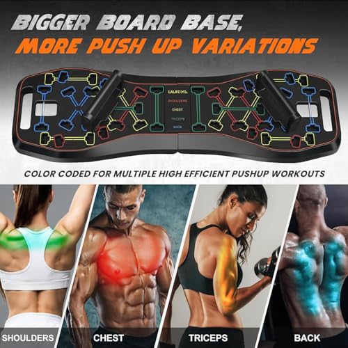 LALAHIGH Push Up Board,36 in 1 Home Gym Equipment with Ab Roller Wheel & Resistance Bands, Portable Foldable Workout Board for Full Body Strength Training Men Women,Gift for Boyfriend