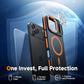 Magnetic 3 in 1 for iPhone 17 Pro Case, [Omni-Directional Protection] with 1x Screen Protector + 1x Camera Cover, [Seamless Work with Magsafe] Shockproof Slim Thin Case for iPhone 17 Pro Cosmic Orange