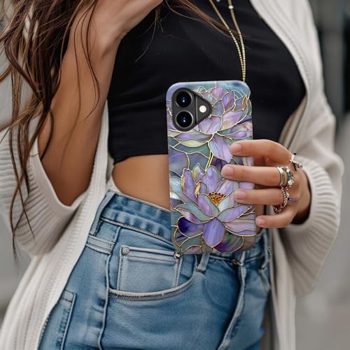 DorisMax for iPhone 17 Case - Wireless Charging Compatible - Dual-Layer Hard Shell + Silicone Cover - Shockproof Protective Phone Case with Stylish Designs for Women - Abstract Lotus