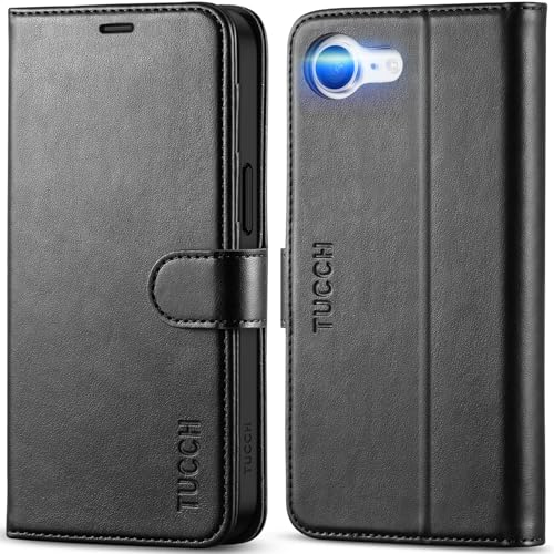 TUCCH Wallet Case for iPhone 17e/16e, [RFID Blocking] 4 Card Holder Kickstand [Shockproof TPU Inner Case] PU Leather Magnetic Closure Protective Cover for iPhone 17e 2026/16e 2025 6.1", Black