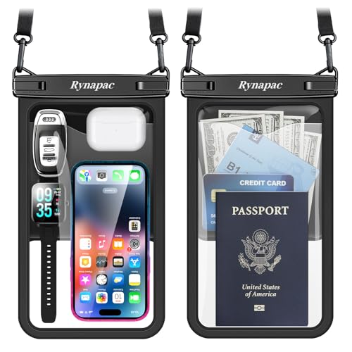 [Up to 10"] Large Waterproof Phone Pouch Bag - 2Pack Waterproof Phone Case for iPhone 16 15 14 13 Pro Max Galaxy S24 S23 S22, IPX8 Cell Phone Water Protector Pouch Beach Essentials Travel Must Haves