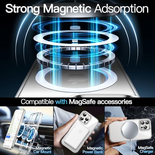 JETech Magnetic Case for iPhone 16 Pro 6.3-Inch Compatible with MagSafe, Shockproof Phone Bumper Cover, Anti-Scratch Clear Back (Clear)