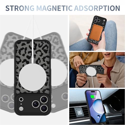 AIGOMARA Case Made for iPhone 17 Pro [Compatible with MagSafe] Black Leopard Pattern Design for Women Girls Men Soft TPU Bumper Hard PC Back Anti-Fall Shockproof Protective Slim Magnetic Cover