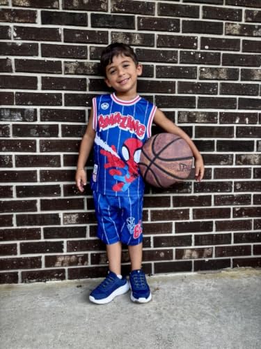 Marvel Boys' 2-Piece Basketball Jersey and Shorts Set Toddler to Big Kid | 2-Piece Coordinated Set, Breathable Mesh Fabric, Comfortable Elastic Waistband, Pull-On Style