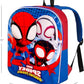 Spiderman Backpack for Boys 4-8yrs w/Padded Straps & Large Compartment - Kindergarten Backpack for Boys, Includes Spidey Water Bottle, 3D Puffy Stickers & More - Toddler Spiderman Backpack, Medium