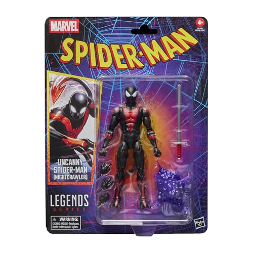 Marvel Legends Series Uncanny Spider-Man (Nightcrawler), Retro Cardback Comics Collectible 6-Inch Scale Action Figure | 6 Marvel Legends Figure, 5 Accessories, Sword, Bamf, Retro Cardback, 20 Plus Points Articulation