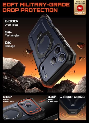 SUPCASE for iPhone 17 Pro Case with Tempered Glass Screen Protector (UBGrip Pro), [Camera Control Cover] [Compatible with MagSafe] [Built-in Kickstand] Full-Body Heavy Duty Magnetic Phone Case, Black