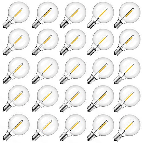 Brightown 25 Pack G40 LED String Light Replacement Bulbs - E12 Base, 2 ...