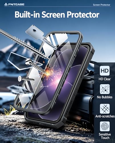 FNTCASE for iPhone 17e Phone Case: [Built-in Screen Protector & Kickstand] [Military-Grade Drop Protection] Heavy Duty Protective Full Body Shockproof TPU Rugged Protective Phone Cover Black