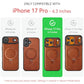 for iPhone 17 Pro Case with Stand Compatible with Magsafe, Brown | Magnetic Kickstand, with Tempered Glass Screen Protector, Durable PU Leather, Slim fit, Drop Proof Protective Phone Cover