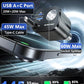 4 in 1 Retractable Car Charger, [60% Smaller] 145W USB C Cigarette Lighter Adapter, Socket Splitter with Retractable Cable&USB-C/A Port, 12V/24V Fast Charging Car Phone Charger for iPhone 17 Pro Max