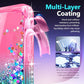 NGB Designed for iPhone SE (3rd 2022 & 2nd Gen 2020)/iPhone 8/7/6/6S Case, Pink/Aqua | Glitter Liquid Cute Cover for Women Girls Kids | with Tempered Glass Screen Protector & Ring Holder-Wrist Strap