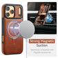 for iPhone 17 Pro Case with Stand Compatible with Magsafe, Brown | Magnetic Kickstand, with Tempered Glass Screen Protector, Durable PU Leather, Slim fit, Drop Proof Protective Phone Cover