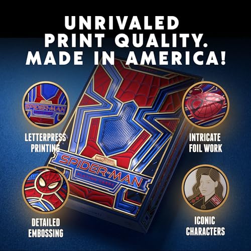 theory11 Spiderman Playing Cards – Blue Red Gold Web-Suit Poker Deck with Custom Movie Artwork, Magic, Cardistry, Game Night Gift for Marvel Fans, Card Collectors, Magicians, Players & Adults
