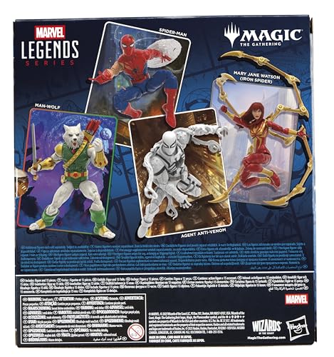 Marvel Legends Series Magic: The Gathering Agent Anti-Venom, Spider-Man Action Figure plus Exclusive Foil Trading Card, Red and Black
