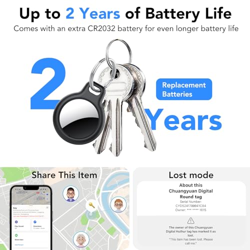 Air Tracker Tags-4 Pack, 2026 New [Apple MFi Certified], Bluetooth Tracker Work with Apple Find My (iOS Only), Replaceable Battery Last 2 Years, IP68 Waterproof Item Finder for Luggage/Key/Suitcase
